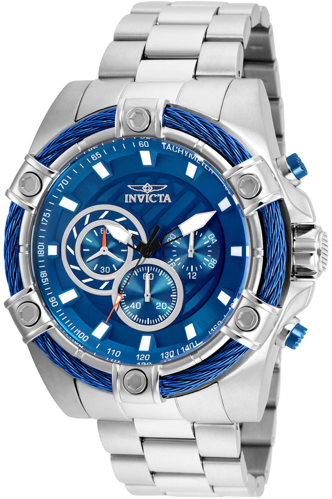 Invicta Bolt 25513 Heren Horloge Quartz Uurwerk Roestvrij Staal met blauwe Wijzerplaat 52mm